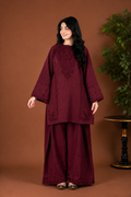 Deep Maroon Embroidered 2PC Co-ord Set